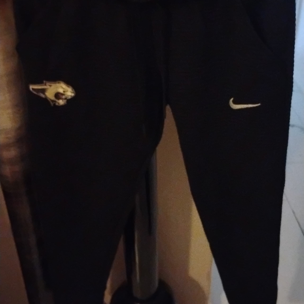 Nike Kids Black Jogger Sweatpants with White Swoosh & Patch